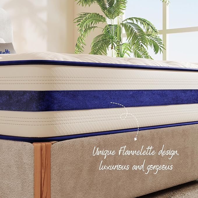 Vesgantti Queen Mattress,12 Inch Hybrid Innerspring Mattress in a Box with Memory Foam,Back Support & Pressure Relief,Medium Firm Feel for Adults (Queen Size)