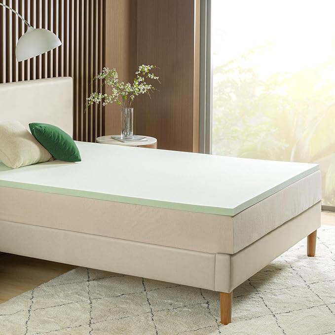 ZINUS 2 Inch Green Tea Memory Foam Mattress Topper, Smaller, More Convenient WonderBox Packaging, Pressure-Relieving Layers, CertiPUR-US Certified, Full