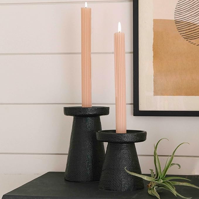Main + Mesa Stoneware Pillar & Taper Candle Holders,(Pack of 8)