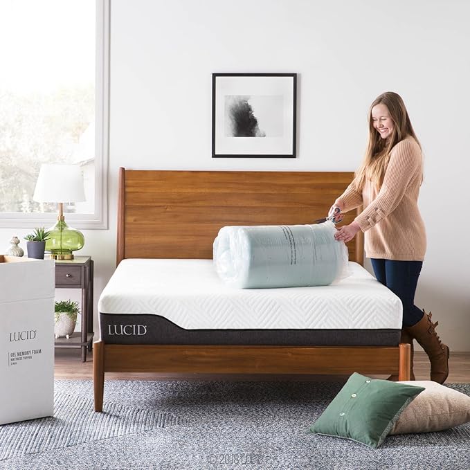 LUCID 2 Inch Mattress Topper, California King Size – Cooling Gel Infused Memory Foam – Plush Feel – Ventilated Breathable Design – CertiPur Certified
