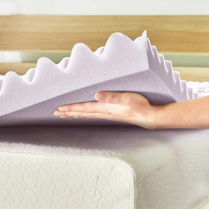Mellow 3 Inch 5-Zone Memory Foam Mattress Topper, Soothing Lavender Infusion, Dorm Essentials, Full
