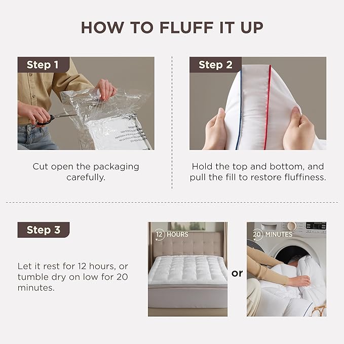Bedsure Twin XL Mattress Topper Dorm Bedding - Extra Thick Mattress Pad Cover with Deep Pocket, Plush Soft Pillow-Top Bed Topper for Back Pain Relief, Overfilled with Down Alternative Filling, White