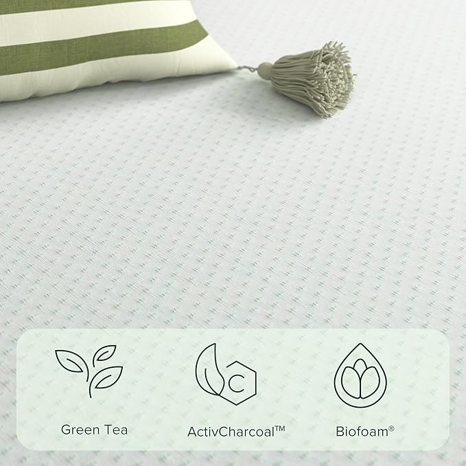 ZINUS 6 Inch Green Tea Memory Foam Mattress, Full, Fiberglass Free, Patented Custom Contour Support, Sturdy Base Foam, CertiPUR-US Certified, Mattress in A Box, White