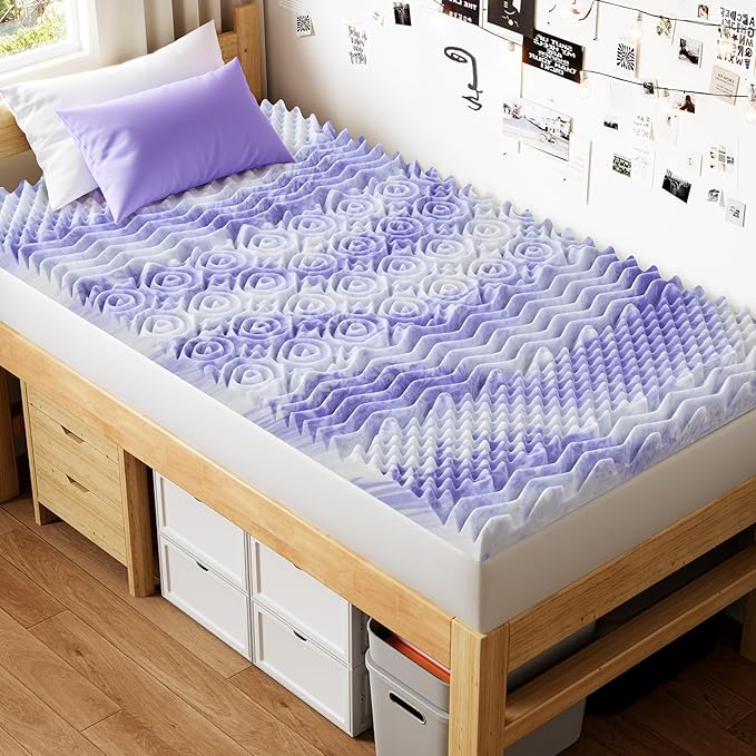 Dreamsmith 3 Inch Memory Foam Mattress Topper, 7-Zone Gel Infused Foam Mattress Pad, Twin Size Bed, CertiPUR-US Certified, Dorm Room Essentials