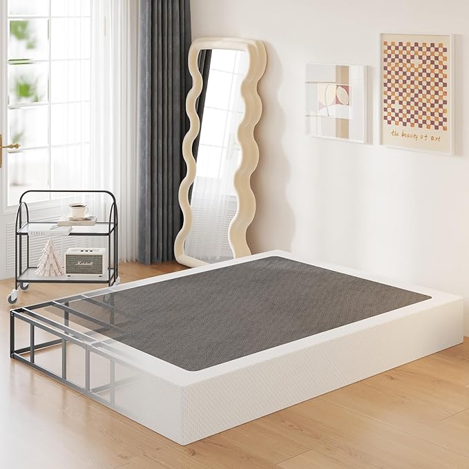 10 Inch High Profile King Box Spring Heavy Duty Metal King Size Box Spring with Fabric Cover, Sturdy Mattress Foundation, Easy Assembly, Noise Free, Black