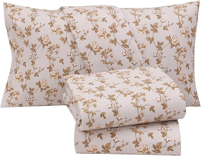 RUVANTI Flannel Sheets Twin Size - 100% Cotton Double Brushed Twin Sheets Set, Deep Pockets 16 Inches, All Seasons Breathable & Extra Soft Bed Sheets, Warm & Cozy, 3 Piece, Dazzale