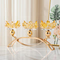 Crystal Candle Holders Lotus Candelabras Gold Arch Candlestick, Centerpiece Table, Home Hecor for Wedding, Dinning Room, Coffee Table, Kitchen, Living Room, Entryway (3 Arms, Tealight Candle)