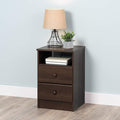 Prepac Astrid Simplistic Nightstand Side Table with 2 Drawers and Open Shelf, Functional Bedside Table 15.5" D x 16" W x 24.5" H, Espresso, EDNH-0402-1