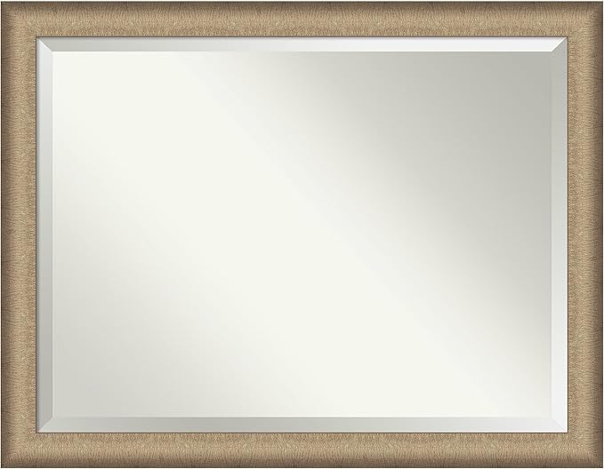 Amanti Art Bronze Bathroom Mirror for Over Sink, 35x45 Elegant Brushed Bronze Rectangle Vanity Mirror, X-Large Casual Frame, Hangs Horizonally and Vertically, Bathroom Wall Decor, Beveled Edge