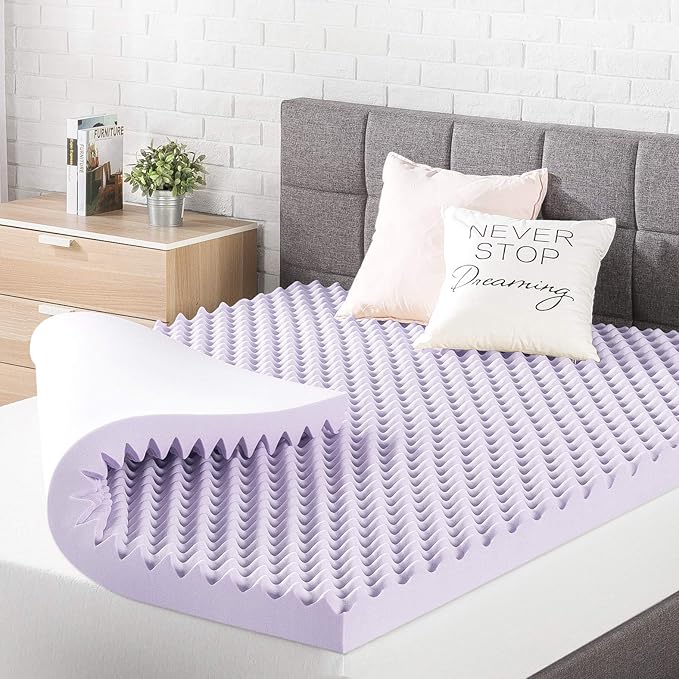 Best Price Mattress 3 Inch Egg Crate Memory Foam Mattress Topper with Soothing Lavender Infusion, CertiPUR-US Certified, Dorm Essentials, Twin XL