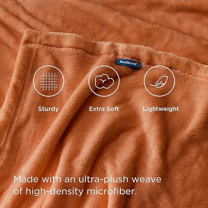 Bedsure GentleSoft Bedding Fleece Blanket for Girls and Boys - Soft Cozy Cute Small Throw Blankets for Travel, 43x55 Inches, Burnt Orange