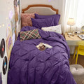Bedsure Twin Comforter Set Purple - Bed in a Bag Twin Size Bedding 5 Pieces, GentleSoft™ Pintuck Bed Set Gift for Family, Pinch Pleat Purple Comforter with Sheets, Pillowcase & Sham