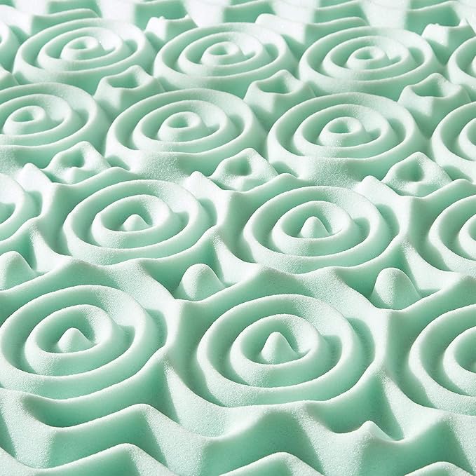 Mellow 1.5 Inch 5-Zone Memory Foam Mattress Topper, Calming Aloe Infusion, Dorm Essentials, Twin