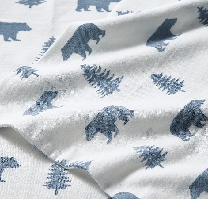 Eddie Bauer - Queen Sheets, Cotton Flannel Bedding Set, Brushed For Extra Softness, Cozy Home Decor (Bears & Trees, Queen)