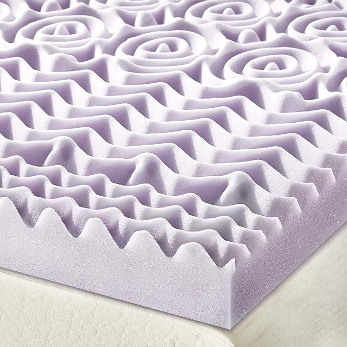 Mellow 3 Inch 5-Zone Memory Foam Mattress Topper, Soothing Lavender Infusion, Dorm Essentials, King