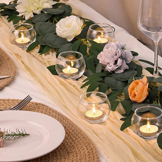 Volens 24PCS Clear Votive Candle Holders for Table Centerpieces, 2''×2'' Round Glass Tealight Candle Holders Bulk for Wedding Decor and Home Decorations