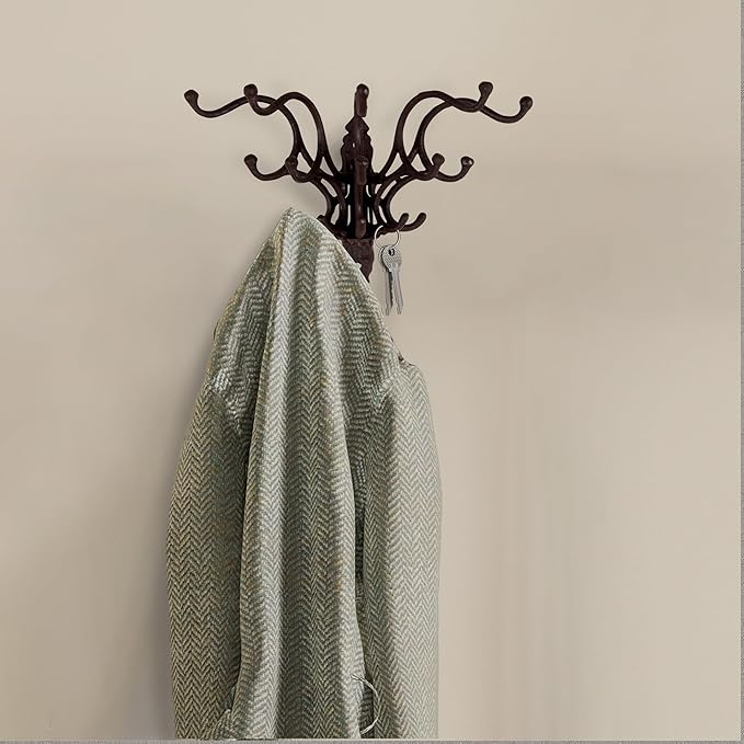 Creative Co-Op Antique Cast Iron Wall Hooks in Rust Finish