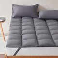 SLEEP ZONE Cooling Mattress Topper Queen Size Quilted Fitted Mattress Pad Cover, Soft Fluffy Down Alternative Pillow Top Bed Topper Deep Pocket 8-21 Inch (Grey, Queen)