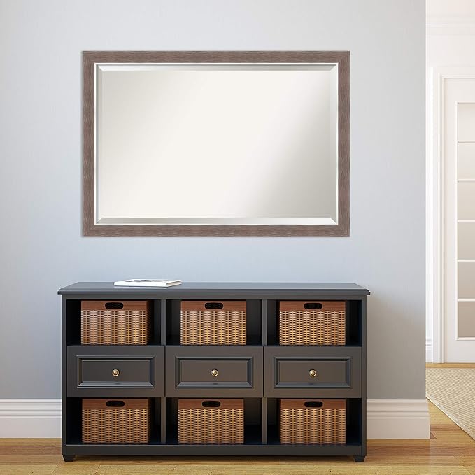 Amanti Art Brown Bathroom Mirror for Over Sink, 27x39 Noble Mocha Rectangle Vanity Mirror, Large Casual Frame, Hangs Horizonally and Vertically, Bathroom Wall Decor, Beveled Edge