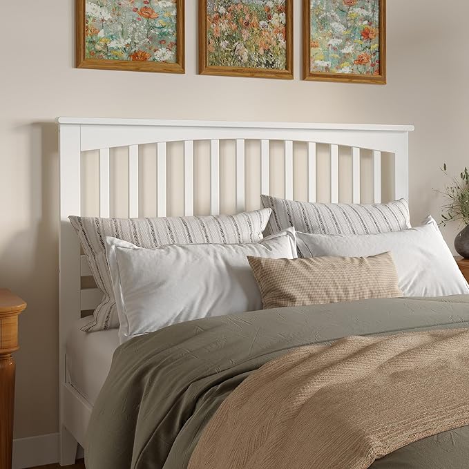 AFI, Mission Queen Solid Wood Headboard with Attachable Charger, White
