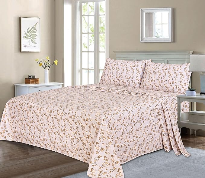 RUVANTI Flannel Sheets Twin Size - 100% Cotton Double Brushed Twin Sheets Set, Deep Pockets 16 Inches, All Seasons Breathable & Extra Soft Bed Sheets, Warm & Cozy, 3 Piece, Dazzale