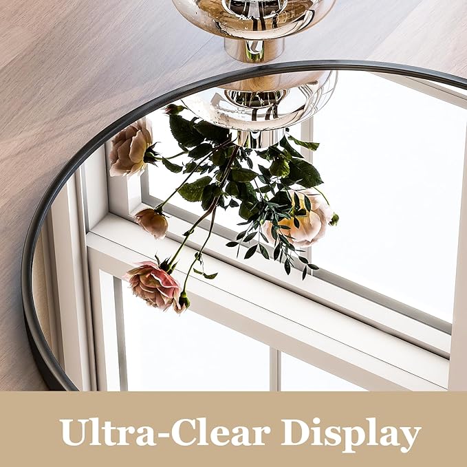 HARRITPURE Arched Wall Mirror – 30"x40" Arch Bathroom Mirror Metal Frame Vanity Mirror for Bedroom, Entryway Dresser Decor, Black