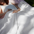Bedsure Cooling Cotton Waffle King Size Blanket - Lightweight Breathable Summer Blanket of Rayon Derived from Bamboo for Hot Sleepers, Luxury Throws for Bed, Couch and Sofa, White, 104x90 Inches
