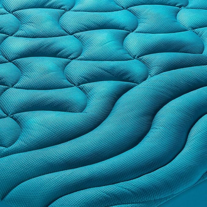 SLEEP ZONE Cooling Mattress Topper for College Dorm, Premium Zoned Quilted Mattress Pad, Fitted Mattress Protector Cover, Machine Wash Durable, Deep Pocket 8-21 inch, (Teal, Twin XL)