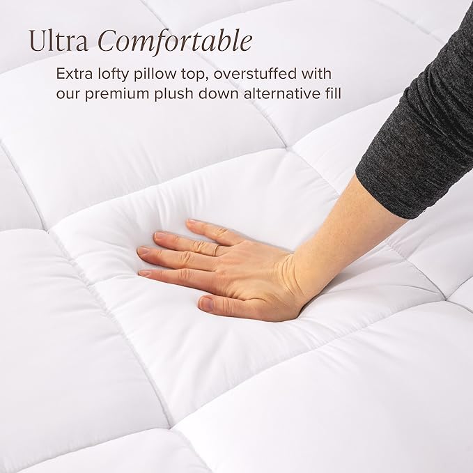 Bare Home King Microplush Mattress Topper - Pillow Top Reversible - Soft Mattress Cover - Dual Sided All-Season - 8" to 24" Deep Pocket - Fitted Cover - Plush Mattress Pad (King)