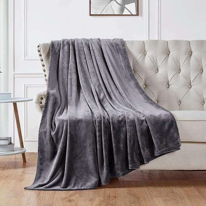 Walensee Fleece Blanket Plush Throw Fuzzy Lightweight (King Size 108x90 Dark Grey) Super Soft Microfiber Flannel Blankets for Couch, Bed, Sofa Ultra Luxurious Warm and Cozy for All Seasons