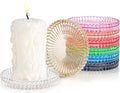 Glass Candle Holders, GOH DODD Set of 8 Crystal Pillar Plates Modern Coasters for Drinks, Centerpiece, Home Decor, Kitchen, Living Room, Patio, Wedding, Halloween, Christmas, Party, Mixed Colors