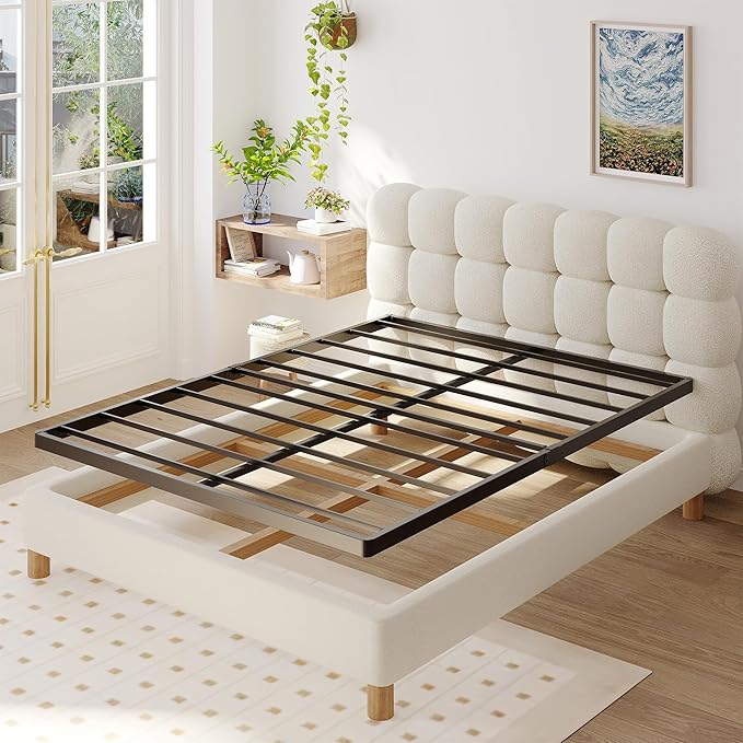 Box Spring for Queen Bed Bed Base 2 Inch, Low Profile Metal Queen Box Spring Bunkie Board 2 Inch, 3000 Lbs Max Weight Capacity Mattress Foundation, Noise-Free, Easy Assembly