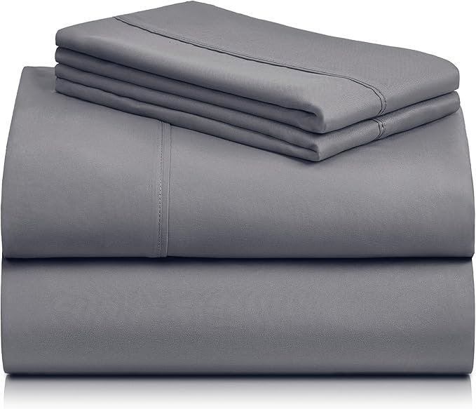 LuxClub Twin Sheets - Soft Kids Bed for Boys and Girls, 3 PC Deep Pockets Wrinkle Free Fitted Machine Washable Hotel Bedding Silky Soft- Light Grey