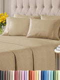 King 6 Piece Sheet Set - Comfy Breathable & Cooling - Ultra Soft Hotel Luxury Bedding Set w/ 8-16 Inch Deep Pockets - 1 Flat & 1 Fitted Sheet & 4 Pillowcases - Wrinkle Free & Easy Care - Heathered Tan