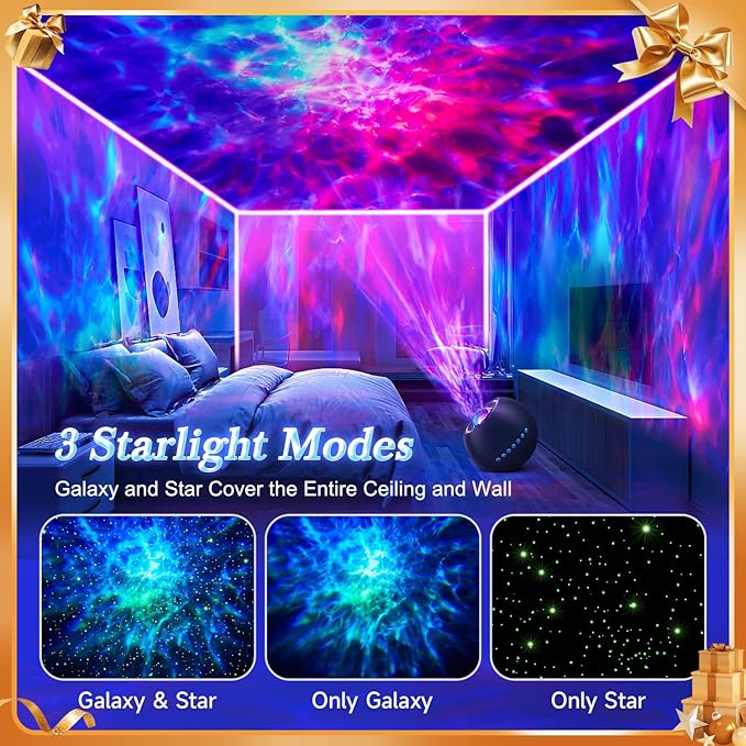 Gifts Projector for Bedroom, 15 Colors Stars for Ceiling, 15 White Noise Kids Night Light Projector,Bluetooth Projector Night Light for Kids, Remote+Dimmer+Timer Star Night Light Projector