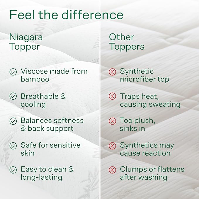 Ultra Soft Queen RV Size Mattress Topper - Viscose Made from Bamboo Pillow Top Mattress Pad for Back Pain Relief - Naturally Cooling for Hot Sleepers, White