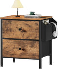 BOLUO Night Stand with Drawers for Bedroom - Small nightstand with Pocket 2 Drawer Dresser End Table Brown