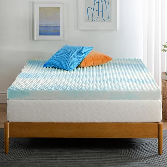 ZINUS 4 Inch Swirl Gel Cooling Memory Foam Mattress Topper, Smaller, More Convenient WonderBox Packaging, Cooling, Airflow Design, CertiPUR-US Certified, King