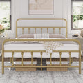 Yaheetech Classic Metal Platform Bed Frame Mattress Foundation with Victorian Style Iron-Art Headboard/Footboard/Under Bed Storage No Box Spring Needed Full Size Antique Gold