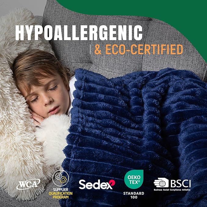 GO Premium Comfy Soft Queen Blanket - Navy Blue Fleece for Couch, Bed, Living Room, Bedroom - Large (90x90 Inches)