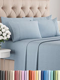 Cal King Sheet Set 6 Piece - Bed Sheets California King Size - Soft Hotel Luxury Bedding - Cooling, Comfy & Breathable - 1 Flat 1 Fitted & 4 Pillowcases w/ Deep Pockets - Wrinkle Free - Heathered Blue