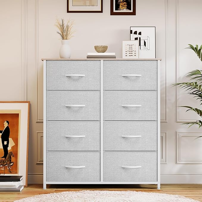YITAHOME Dresser for Bedroom, Fabric Dresser with 8 Drawers, Storage Tower Unit, Chest of Drawers for Living Room, Hallway, Closets