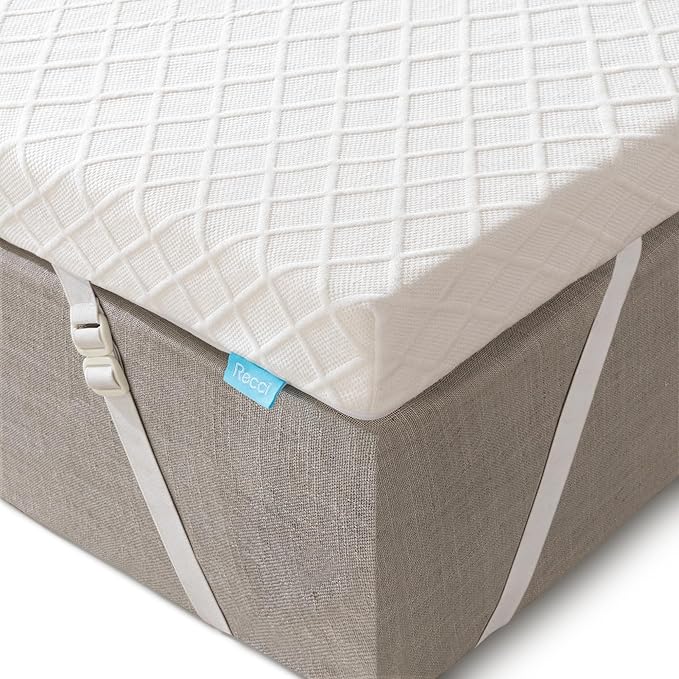 RECCI Memory Foam Mattress Topper for College Dorm, Pressure-Relieving Mattress Topper for Back Pain, Non-Slip Design with Removable & Washable Cover, CertiPUR-US Certified, 2 Inch TwinXL