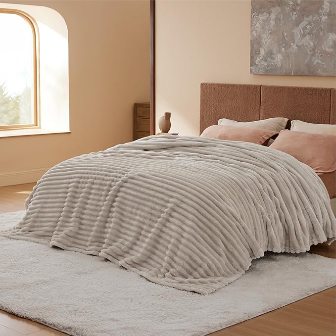 Bedsure GentleSoft California King Size Blanket for Bed - Cozy Soft Blankets for Women, Cute Large Throws for Girls, Linen, 102x96 Inches