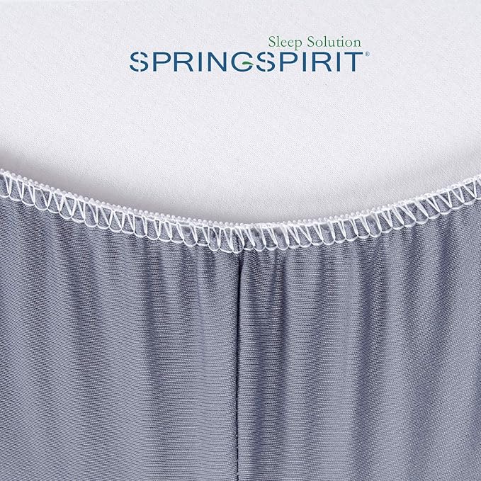 Box Spring Cover Full Size, Alternates for Bed Skirt, Smooth and Elastic Woven Material Wrap Around 4 Sides of The Box Spring, Wrinkle & Fading Resistant, Washable, Dustproof, Grey