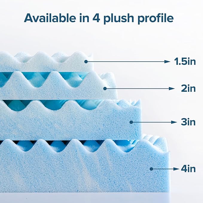 ZINUS 1.5 Inch Swirl Gel Cooling Memory Foam Mattress Topper, Smaller, More Convenient WonderBox Packaging, Cooling, Airflow Design, CertiPUR-US Certified, King
