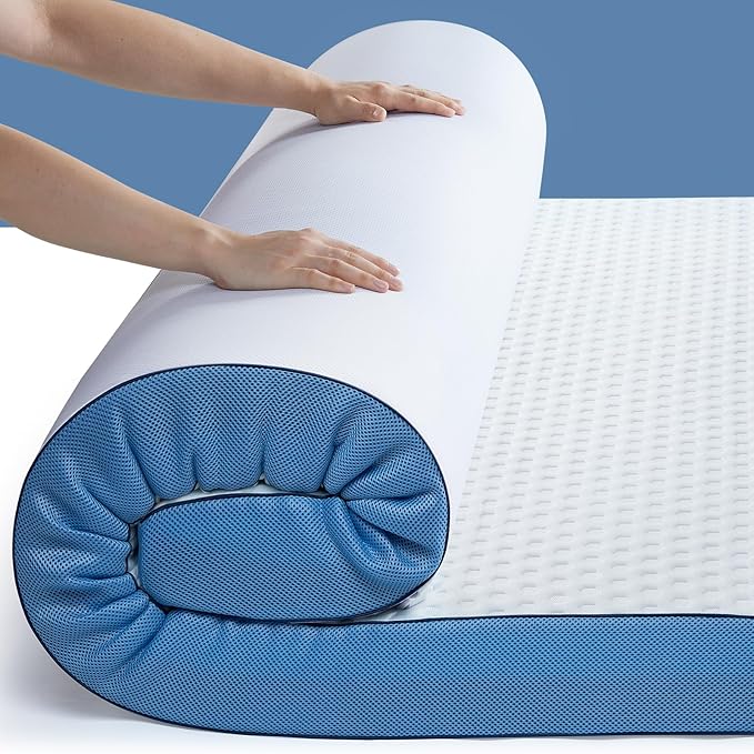 PERLECARE 3 Inch Firm Mattress Topper Queen Size, Cooling Gel-Infused & Bamboo Charcoal Memory Foam Bed Topper for Pain Relief, High-Density Mattress Pad with Removable Cover, CertiPUR-US Certified