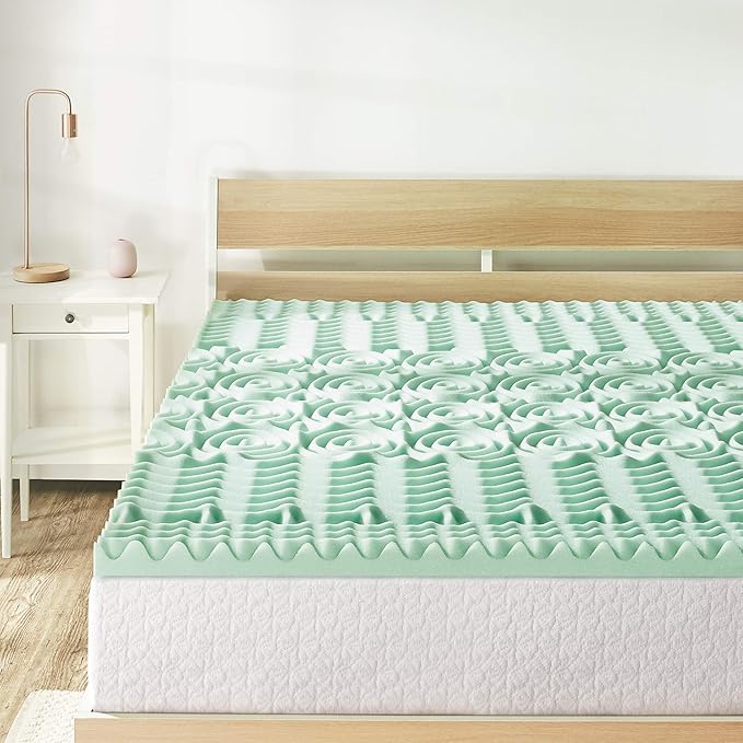 Mellow 1.5 Inch 5-Zone Memory Foam Mattress Topper, Calming Aloe Infusion, Dorm Essentials, Twin XL