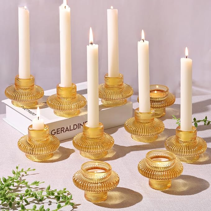 Candlestick Candle Holders 10 Pcs Candle Stick Holder Gold Taper Candle Holder Candle Stand for Wedding Party Thanksgiving Halloween Birthday Mantel Baby Shower Table Centerpieces Decor
