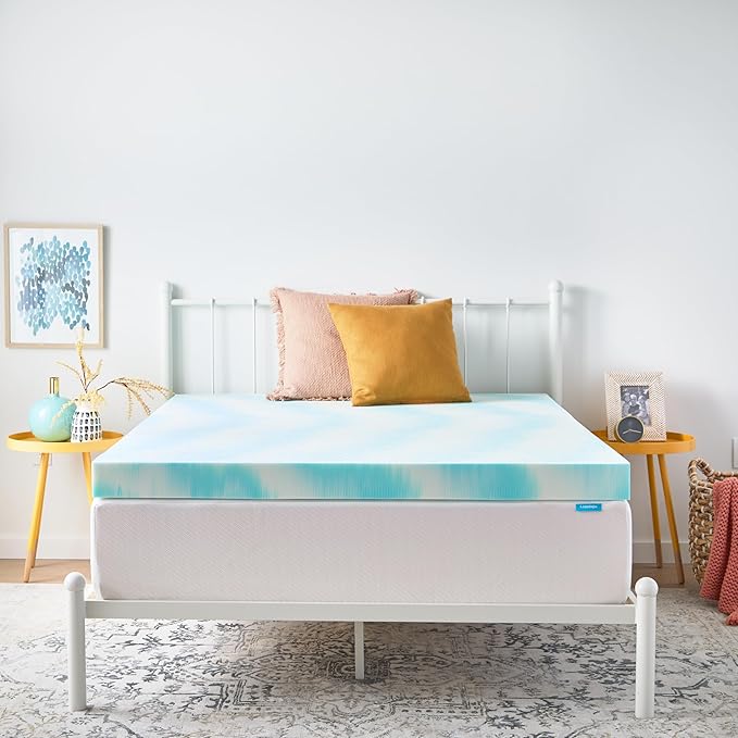 Linenspa 4 Inch Gel Swirl Memory Foam Mattress Topper – Cooling Gel Infused – Pressure Relieving Bed Topper - Mattress Pad – CertiPUR Certified - Twin XL Size